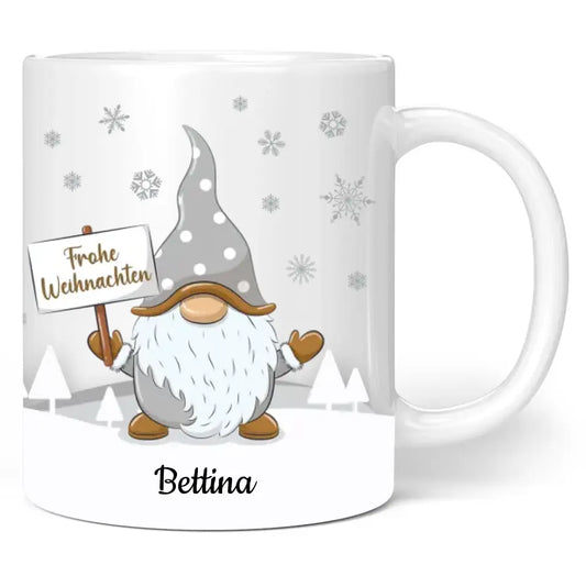 Tasse: Frohe Weihnachten - mit Goldwichtel und Wunschname