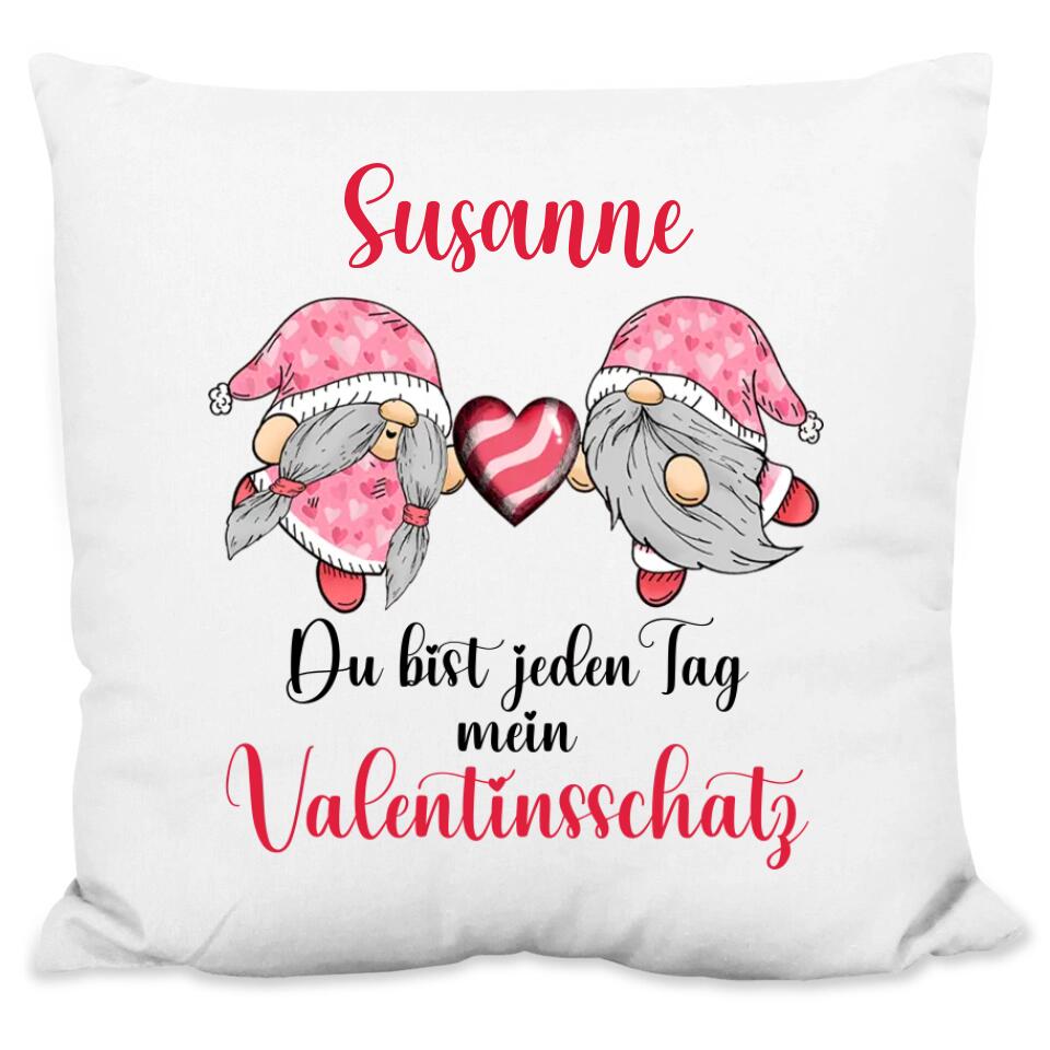 Kissen "Du bist jeden Tag mein Valentinsschatz" - personalisiert mit Wunschnamen