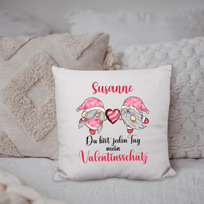 Kissen "Du bist jeden Tag mein Valentinsschatz" - personalisiert mit Wunschnamen