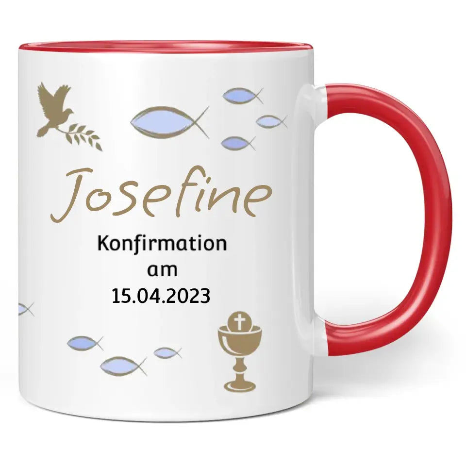 Tasse "Konfirmation am" personalisiert mit Namen + Datum