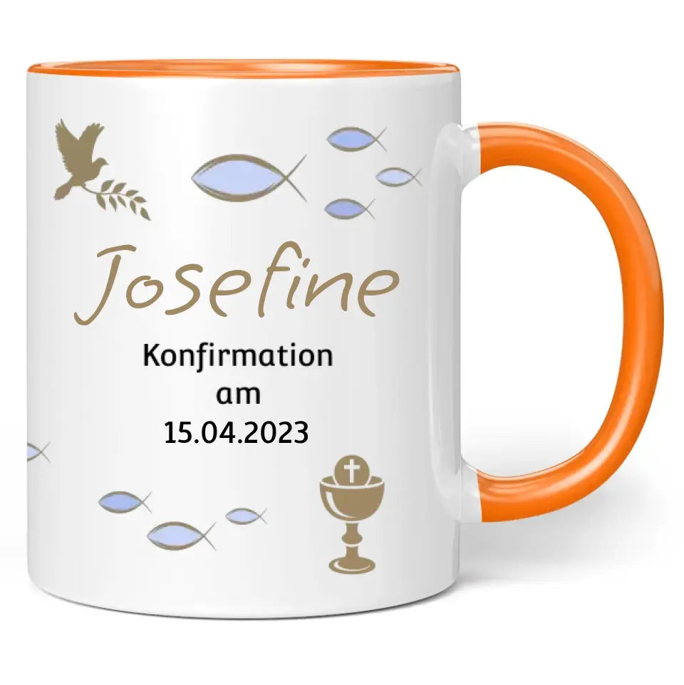 Tasse "Konfirmation am" personalisiert mit Namen + Datum