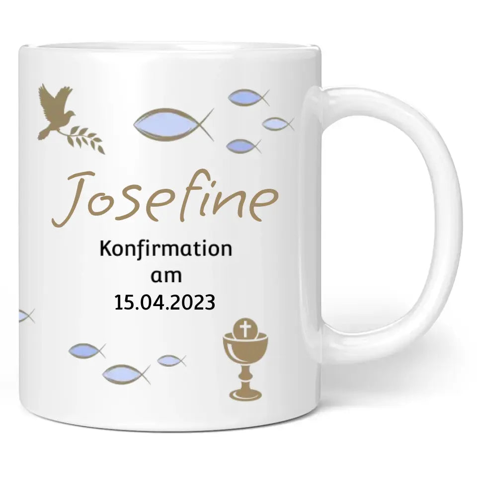 Tasse "Konfirmation am" personalisiert mit Namen + Datum