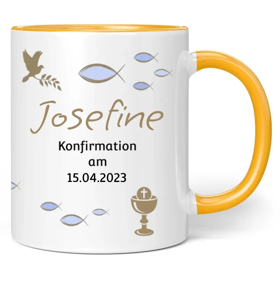 Tasse "Konfirmation am" personalisiert mit Namen + Datum