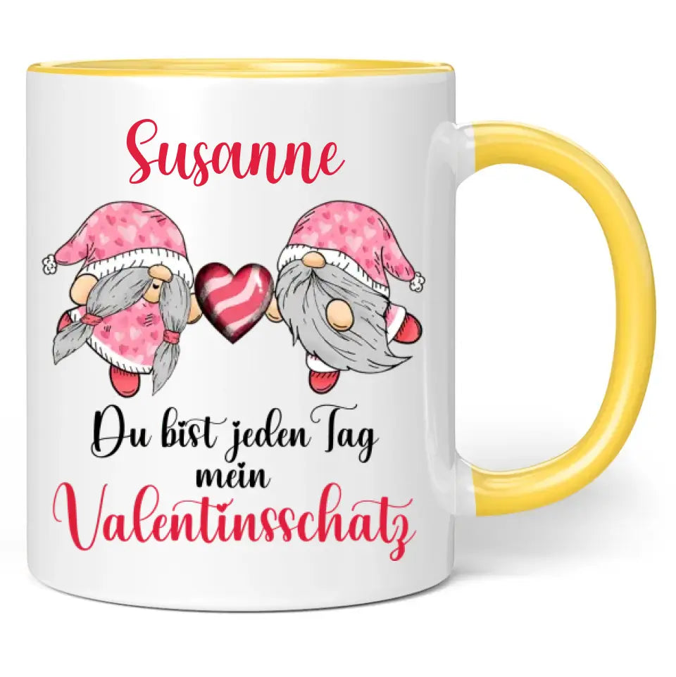 Tasse "Du bist jeden Tag mein Valentinsschatz" personalisiert mit Namen