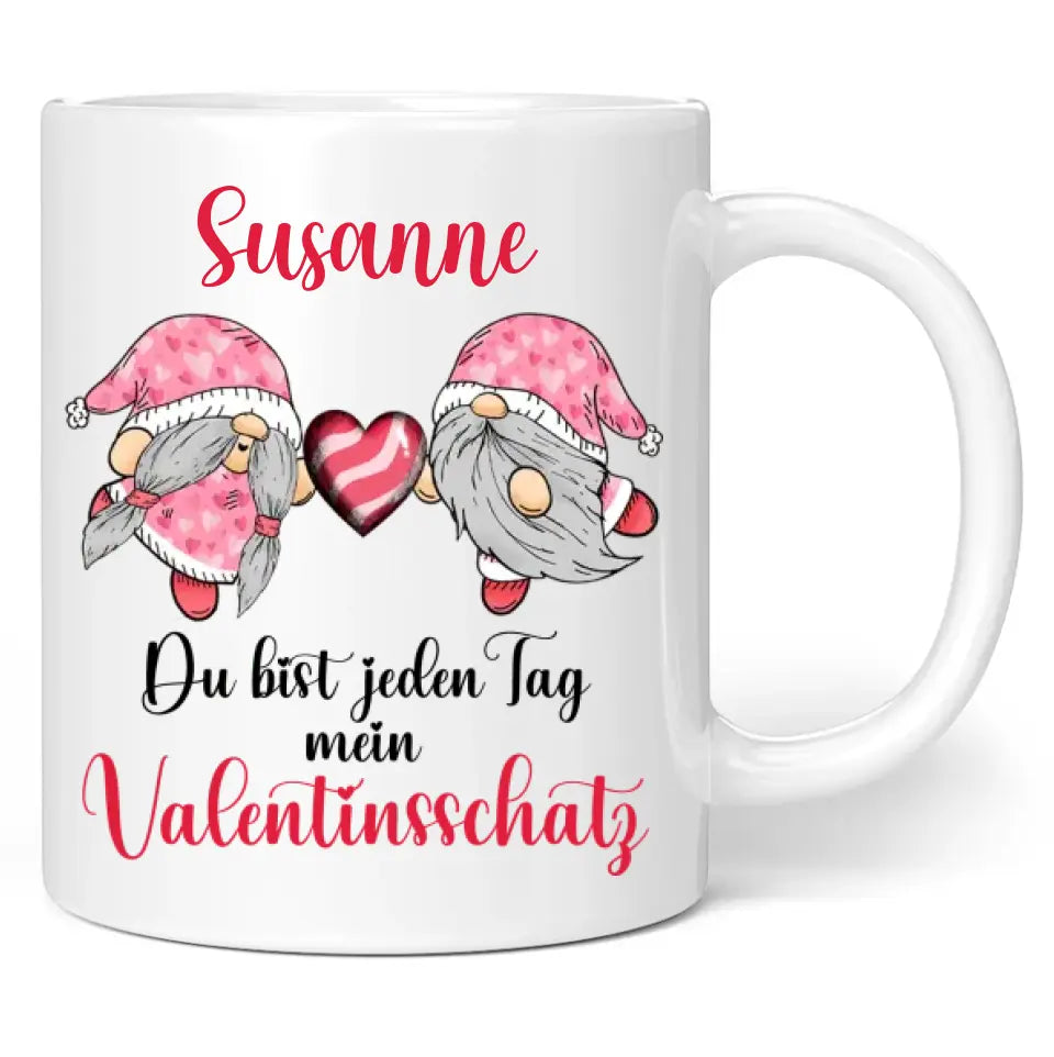 Tasse "Du bist jeden Tag mein Valentinsschatz" personalisiert mit Namen