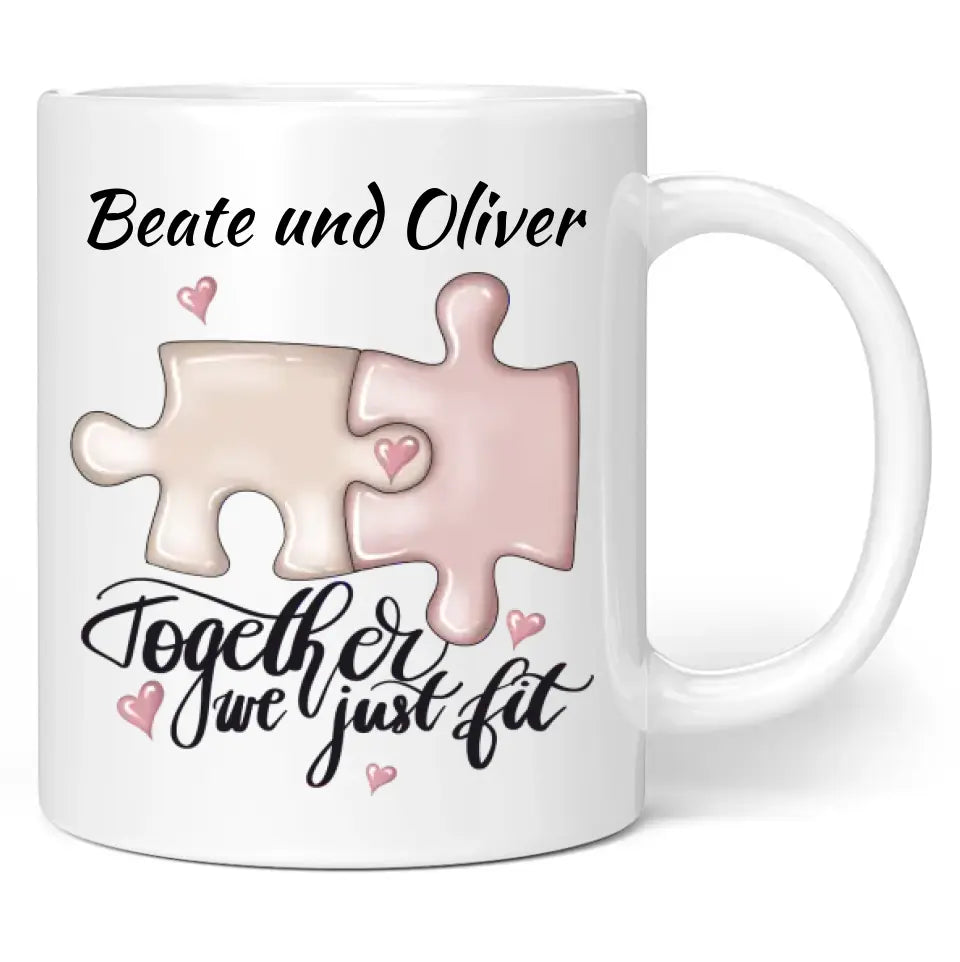 Tasse "Together we just fit" personalisiert mit Namen