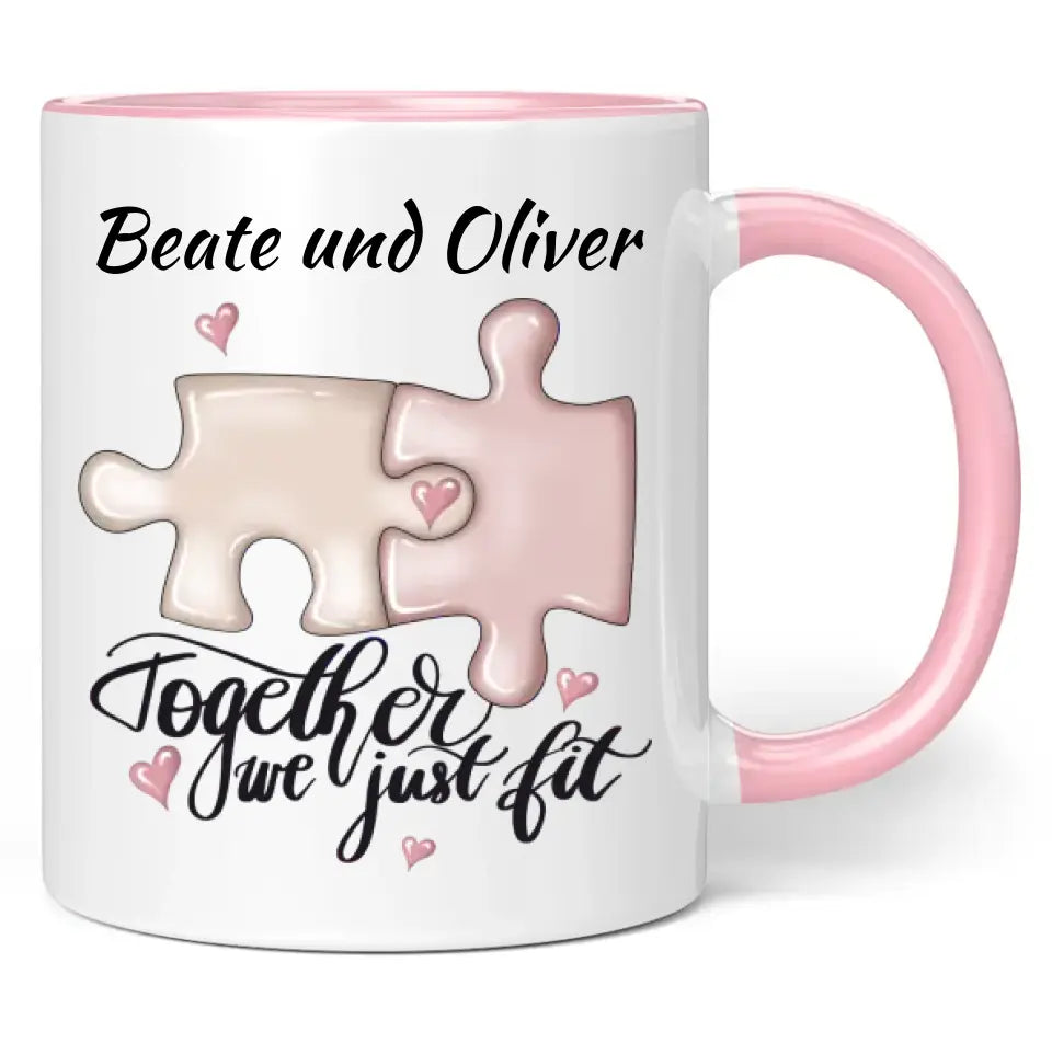 Tasse "Together we just fit" personalisiert mit Namen