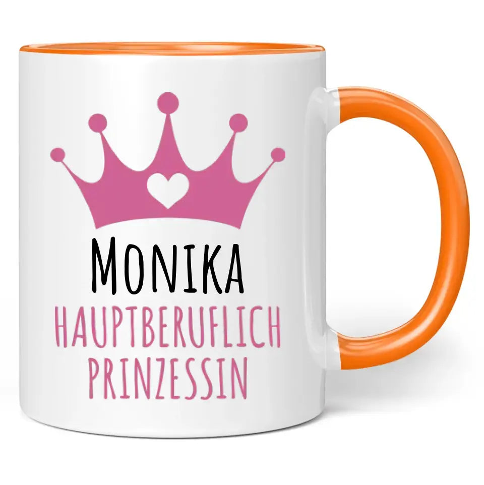 Tasse "Hauptberuflich Prinzessin" - personalisiert mit Namen