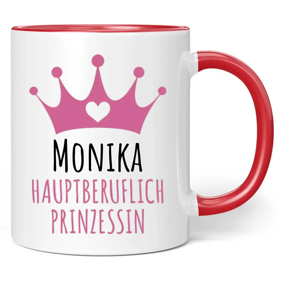 Tasse "Hauptberuflich Prinzessin" - personalisiert mit Namen