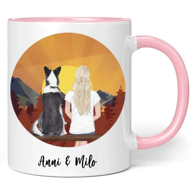 Tasse: Hund & Mädchen - personalisiert mit Hunderasse, Frisuren und Namen