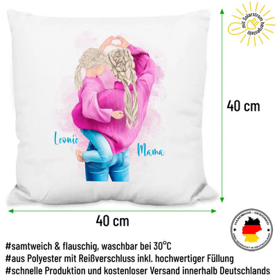 Kissen "Mutter Tochter im Partnerlook" - personalisiert mit Wunschnamen + anpassbarer Grafik