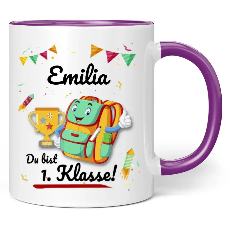 Tasse "Du bist 1. Klasse!" personalisiert mit Namen