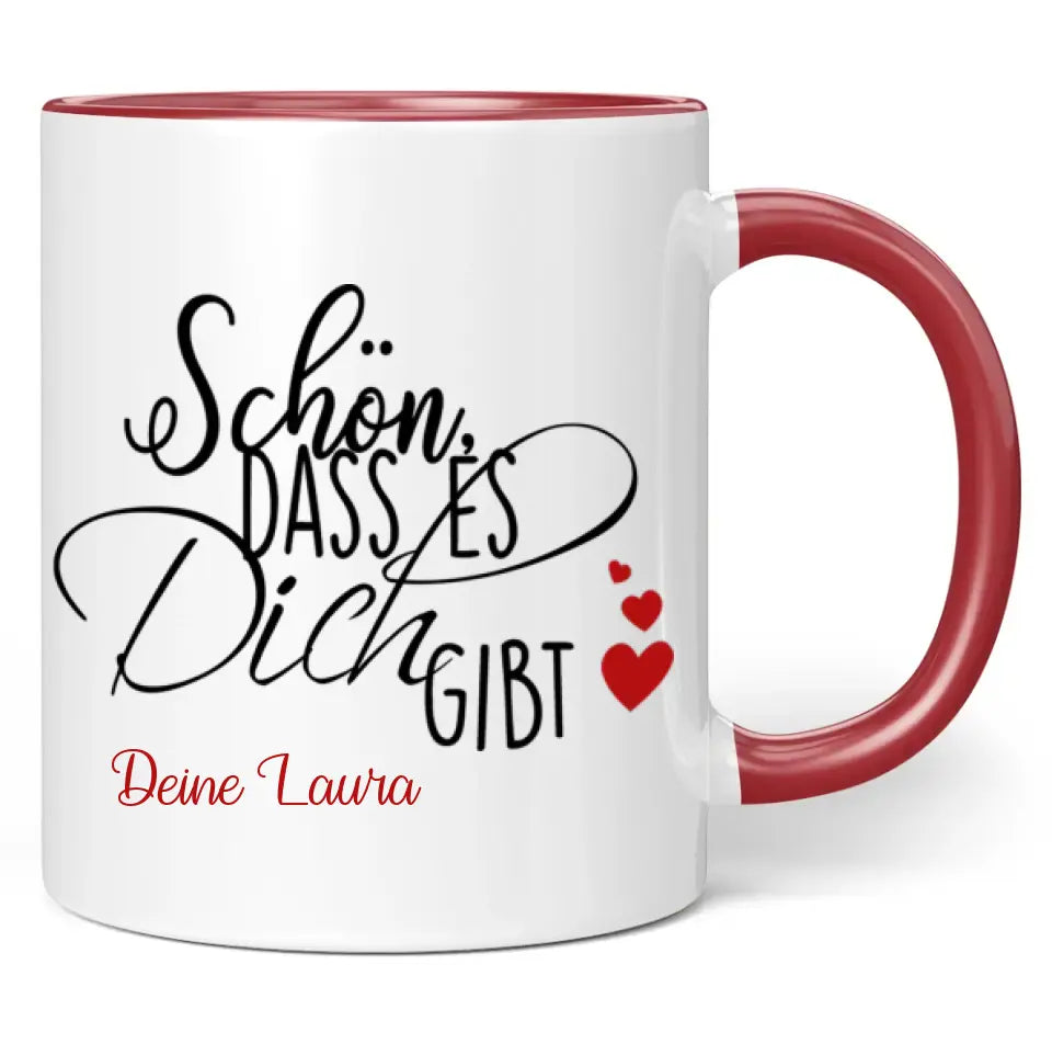 Tasse "Schön, dass es dich gibt" personalisiert mit Namen