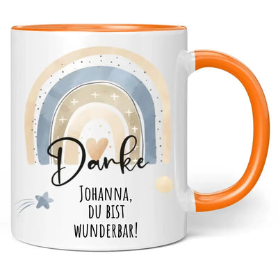 Tasse "Danke" - Regenbogen - personalisiert mit Namen