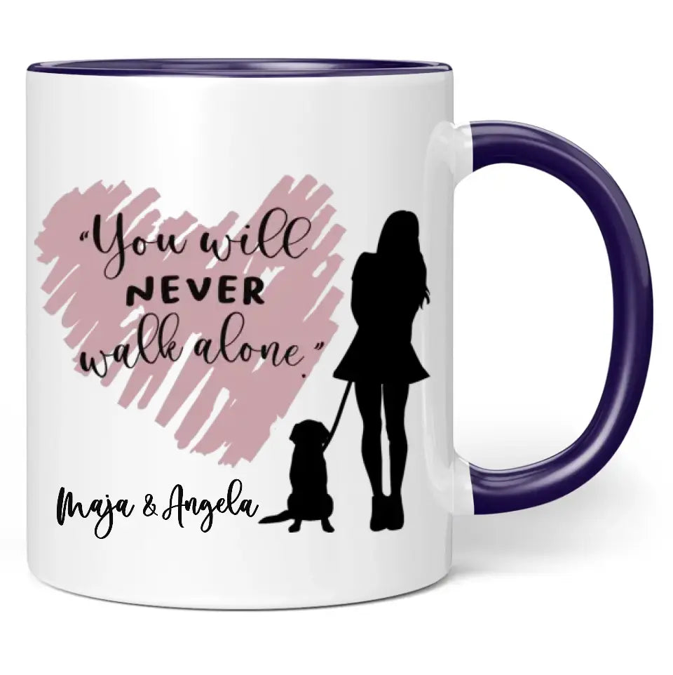 Tasse "You will never walk alone" personalisiert mit Namen