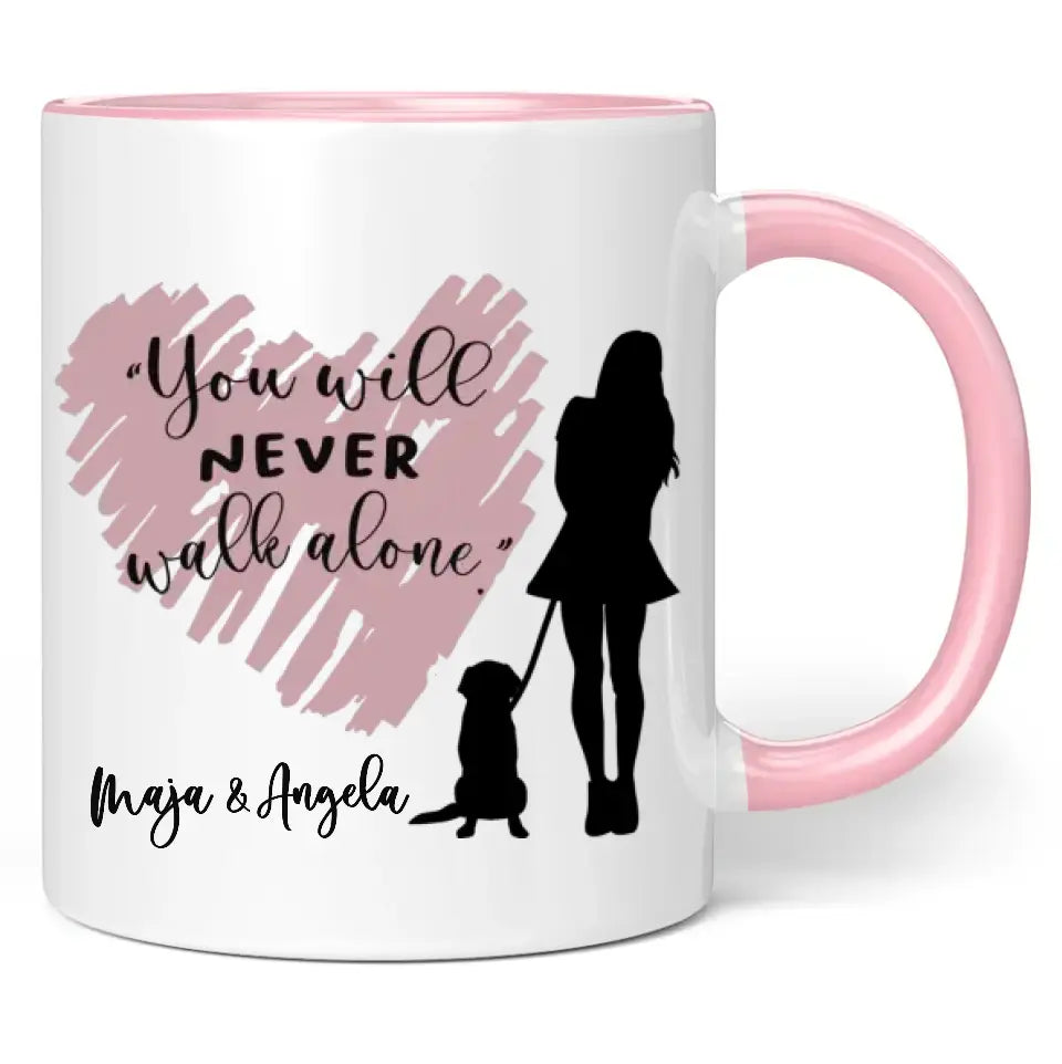 Tasse "You will never walk alone" personalisiert mit Namen