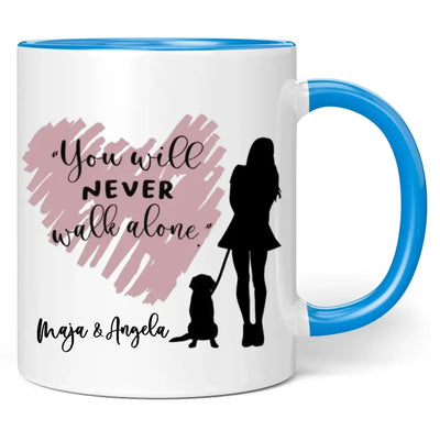 Tasse "You will never walk alone" personalisiert mit Namen