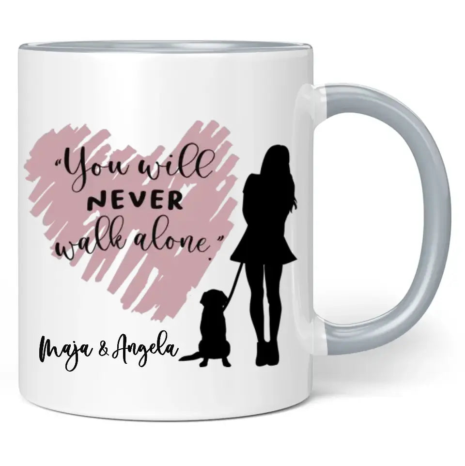 Tasse "You will never walk alone" personalisiert mit Namen