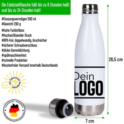 Edelstahl Trinkflasche 500ml - Thermoflasche "Dein Logo"