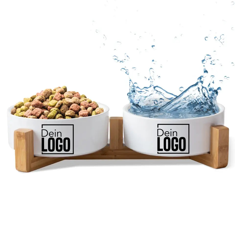 Personalisierte Futternäpfe "Dein Logo oder Foto" mit / ohne Ständer - für Hunde und Katzen - hochwertige Keramik