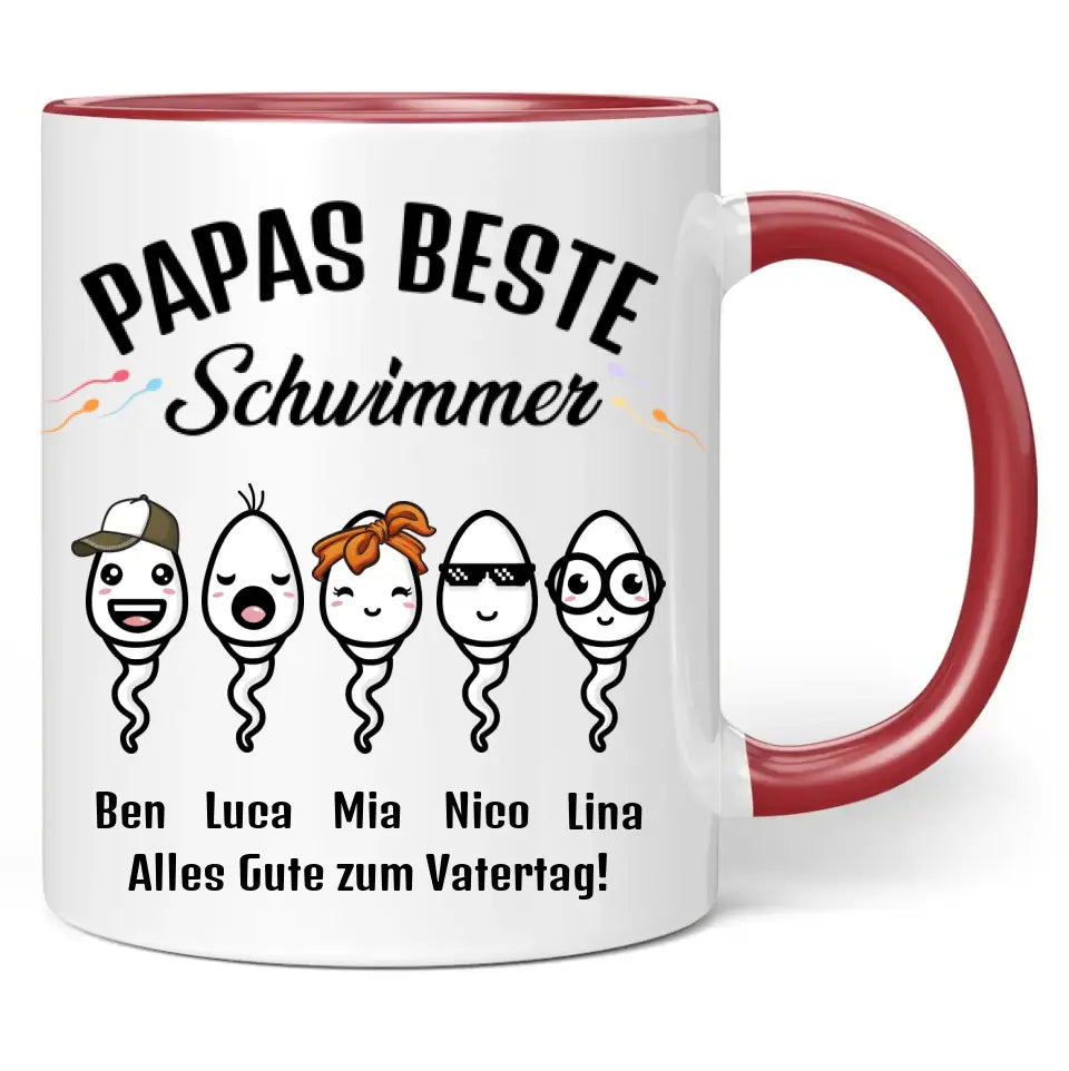 Tasse "Papas beste Schwimmer" personalisiert mit Namen + anpassbarer Grafik