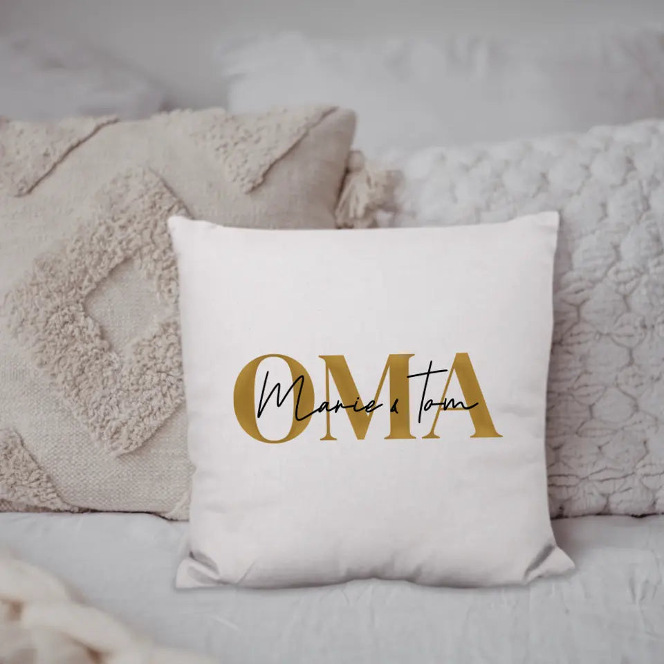 Kissen "Mama/Papa/Oma/Opa (Goldschrift)" personalisiert mit Wunschnamen