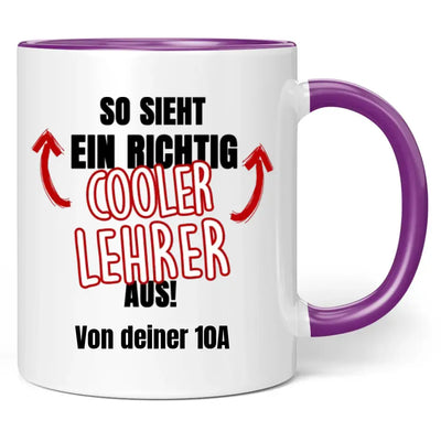 Tasse "So sieht ein/eine richtig cooler/coole Lehrer/Lehrerin aus!" personalisiert mit Wunschtext