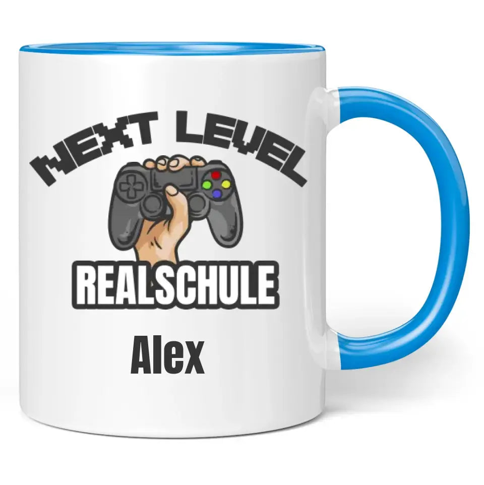 Tasse "Next Level Gymnasium/Realschule" personalisiert mit Wunschname