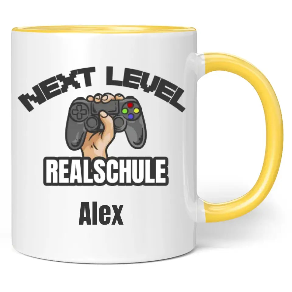 Tasse "Next Level Gymnasium/Realschule" personalisiert mit Wunschname