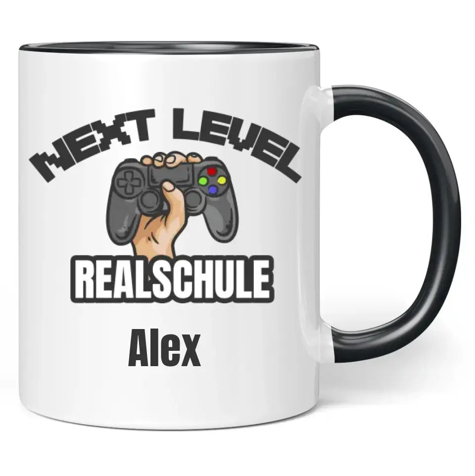 Tasse "Next Level Gymnasium/Realschule" personalisiert mit Wunschname