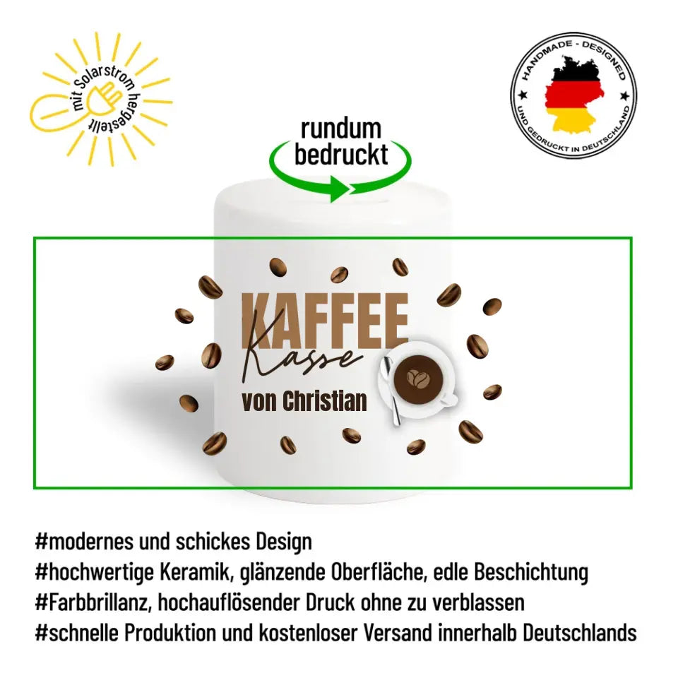 Spardose "Kaffeekasse" personalisiert mit Namen