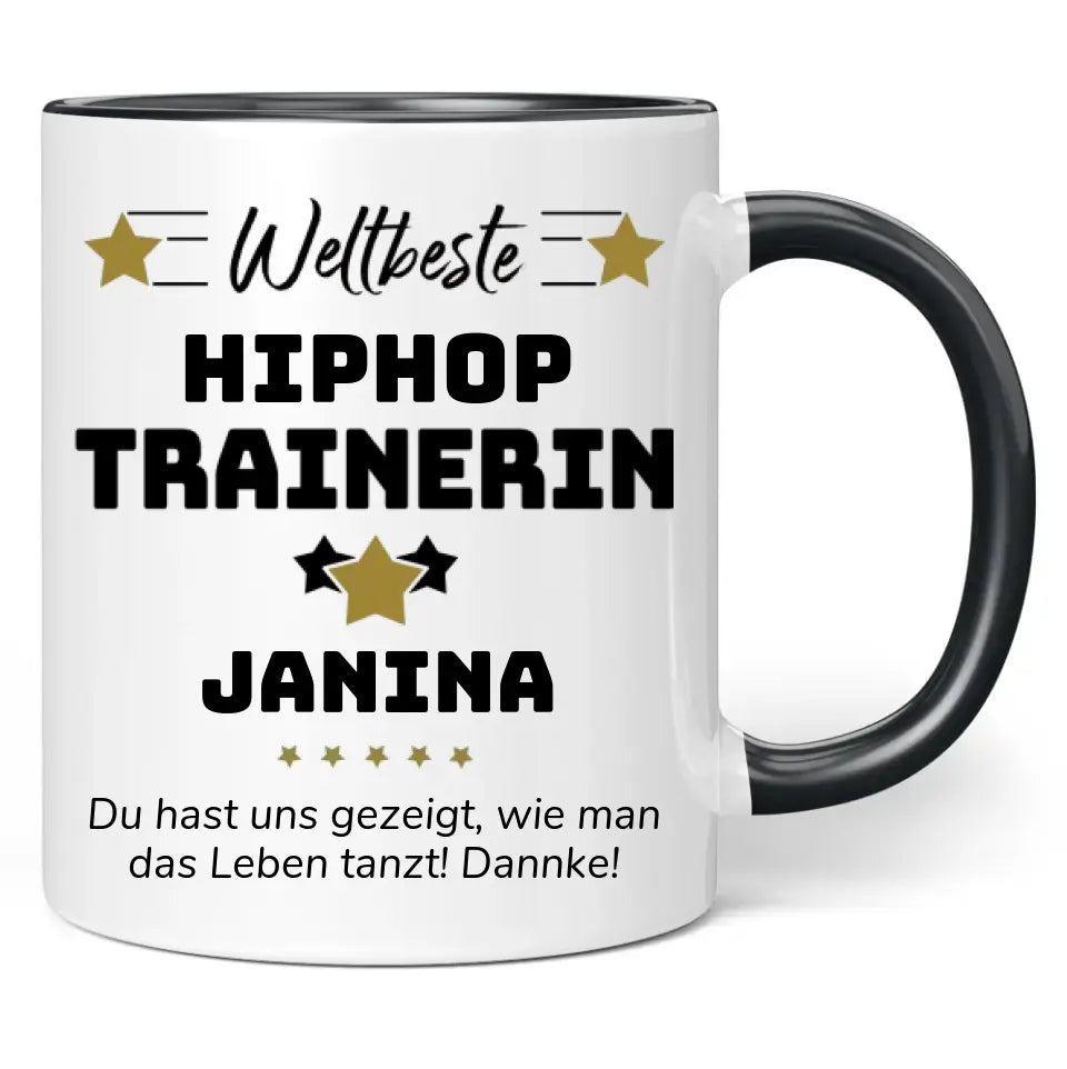 Tasse "Weltbeste Trainerin" personalisiert mit Namen, Sportart und Wunschtext