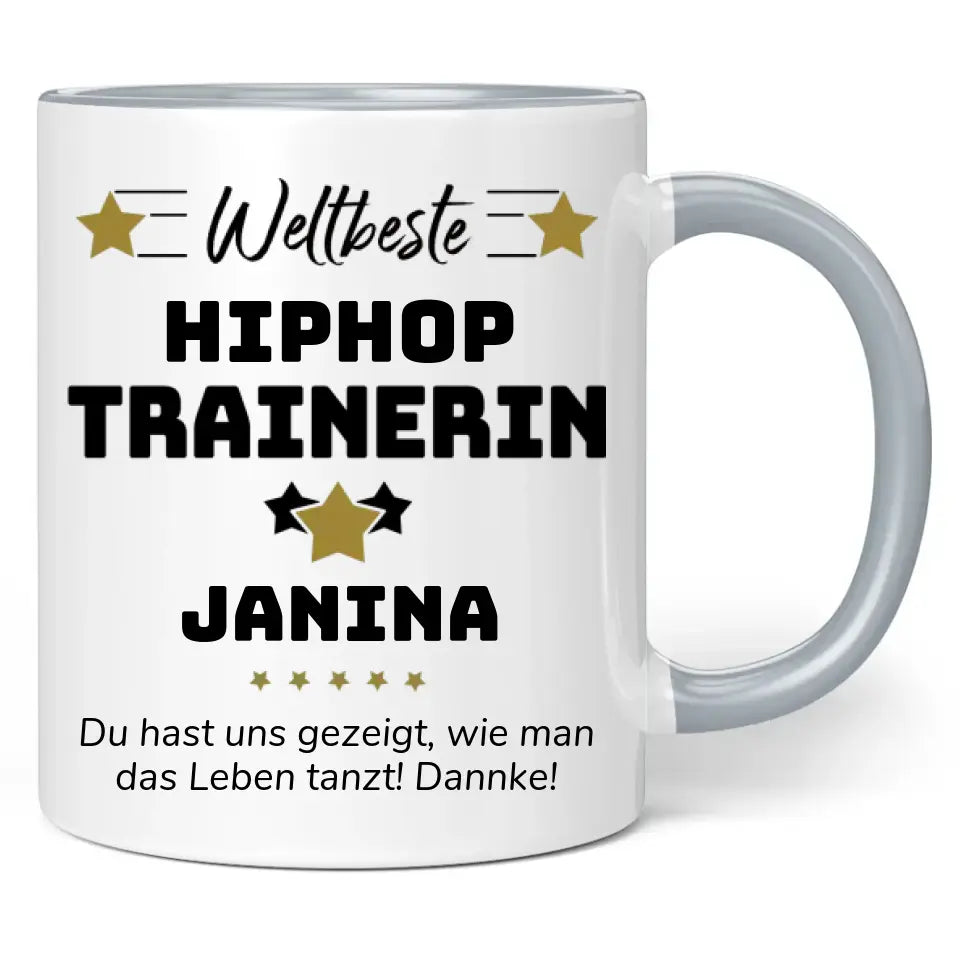 Tasse "Weltbeste Trainerin" personalisiert mit Namen, Sportart und Wunschtext