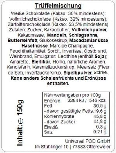 Geschenkdose mit Pralinen personalisiert mit Wunschtext „Schöne Weihnachten! Tannenzweige-Motiv“