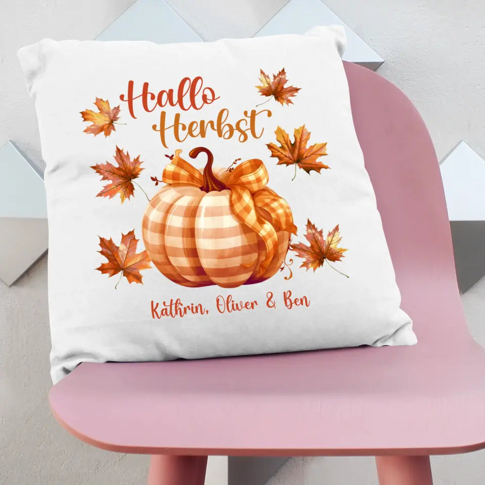 Kissen "Hallo Herbst" personalisiert mit Wunschtext