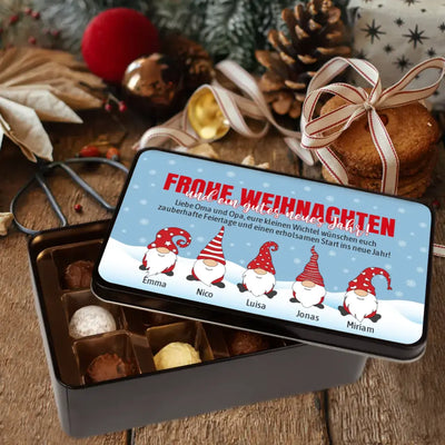 Geschenkdose mit Pralinen personalisiert „Frohe Weihnachten - Wichtel“