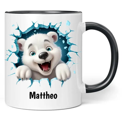 Tasse "Eisbär" - 3D Motiv - personalisiert mit Name