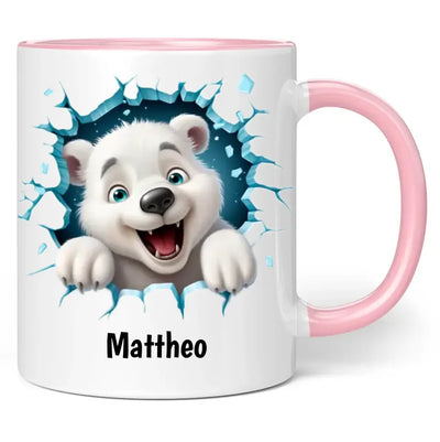 Tasse "Eisbär" - 3D Motiv - personalisiert mit Name