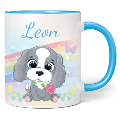 Tasse: Regenbogen "Hund" - personalisiert mit Namen