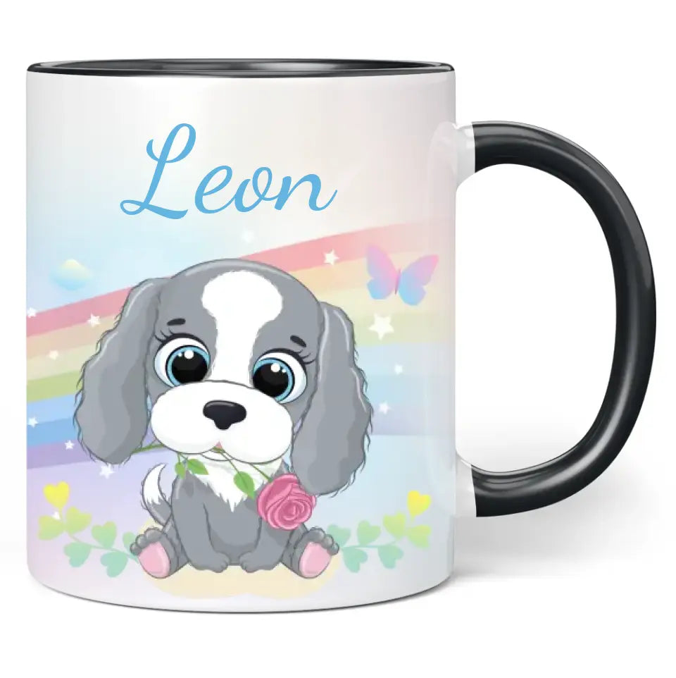 Tasse: Regenbogen "Hund" - personalisiert mit Namen