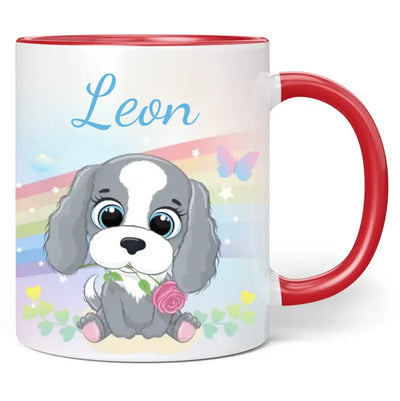 Tasse: Regenbogen "Hund" - personalisiert mit Namen