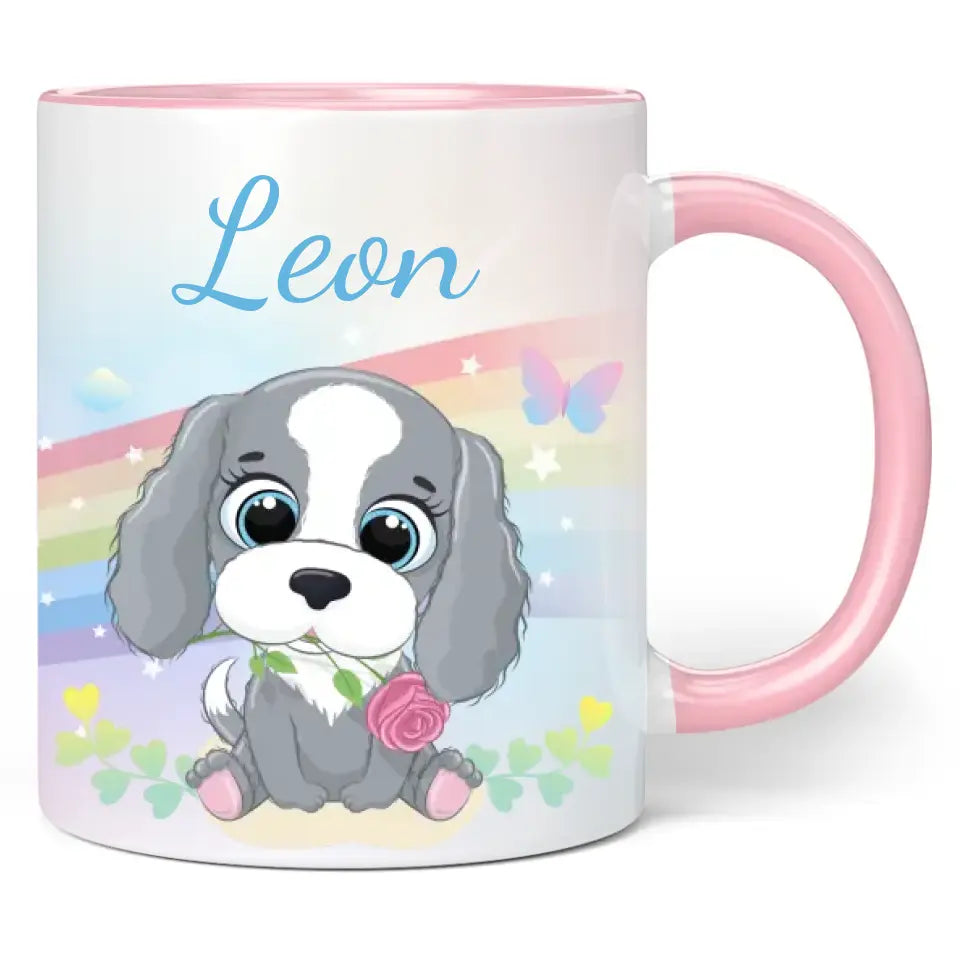 Tasse: Regenbogen "Hund" - personalisiert mit Namen