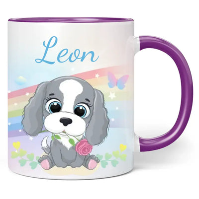 Tasse: Regenbogen "Hund" - personalisiert mit Namen