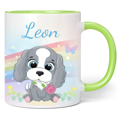 Tasse: Regenbogen "Hund" - personalisiert mit Namen