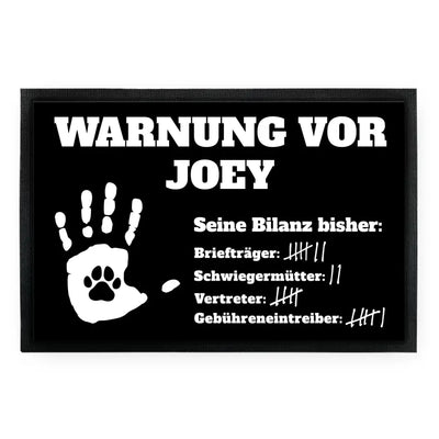 Lustige Fußmatte "Warnung vor" personalisiert mit Wunschname
