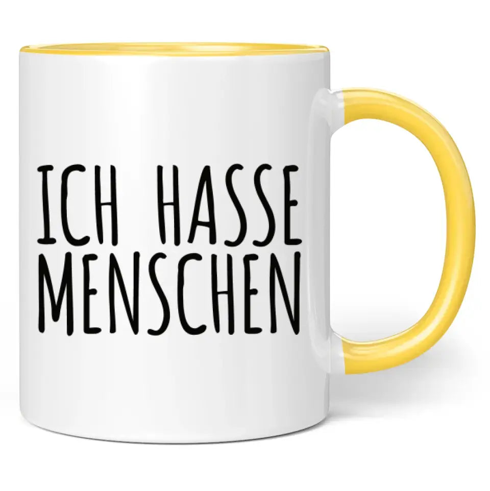 Tasse "Ich hasse Menschen" (Schrift-Motiv)