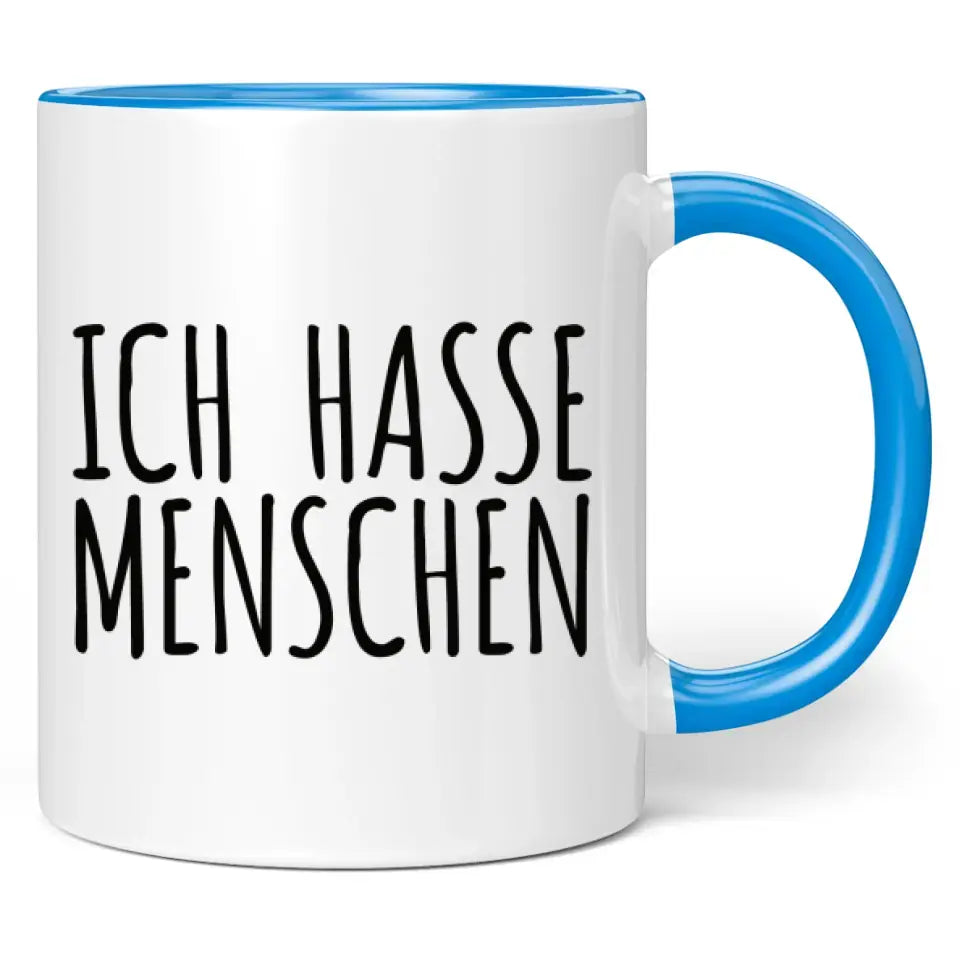 Tasse "Ich hasse Menschen" (Schrift-Motiv)