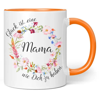 Tasse "Glück ist, eine Mama wie Dich zu haben." (Blumenkranz-Motiv)