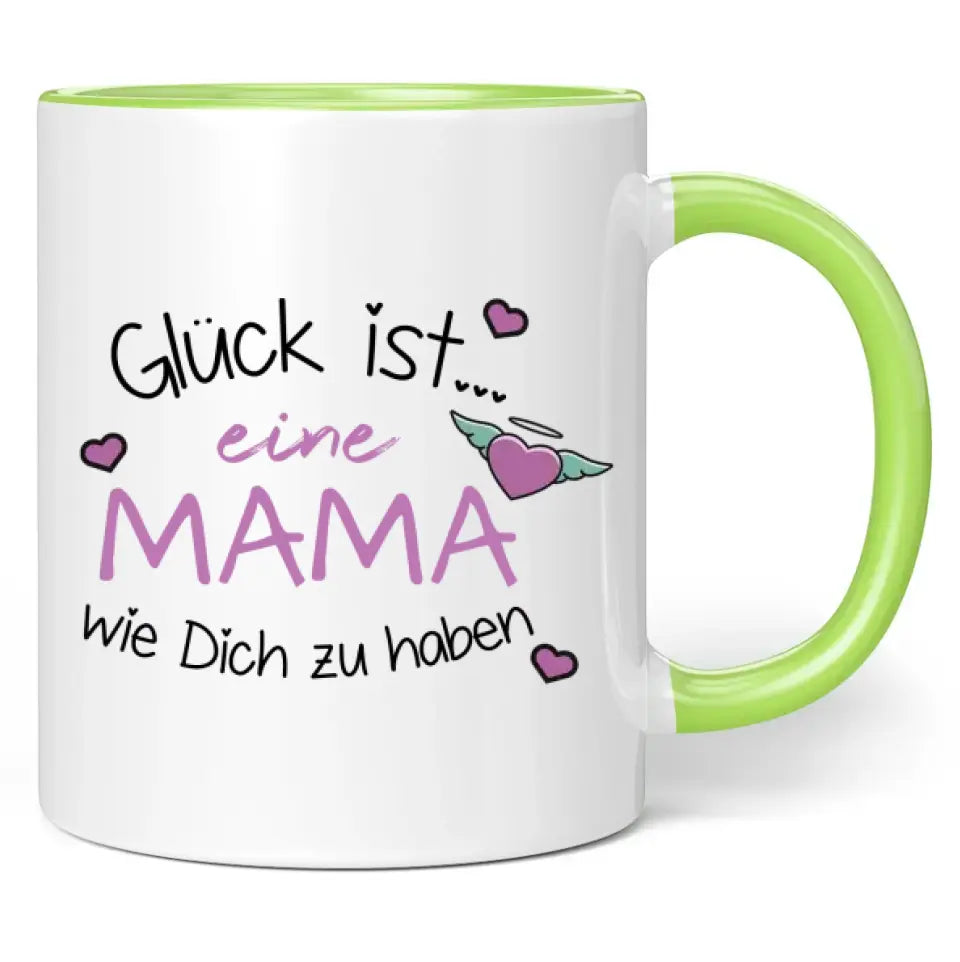 Tasse "Glück ist eine Mama wie Dich zu haben" (Herz-Motiv)