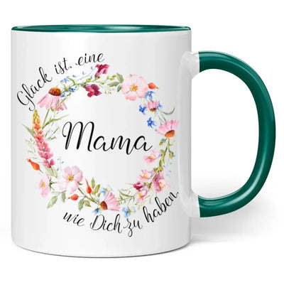 Tasse "Glück ist, eine Mama wie Dich zu haben." (Blumenkranz-Motiv)